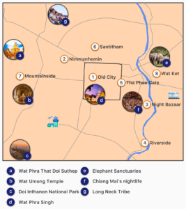 best area to stay in Chiang Mai first time map