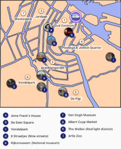 where to stay in Amsterdam first time map