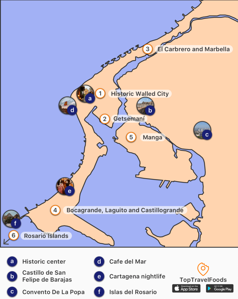 where to stay in cartagena first time map