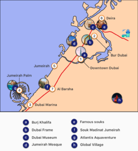 Where to stay in Dubai first time map